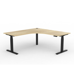 OL Agile Adjustable 90 Workstation  Oak Top with Black Frame