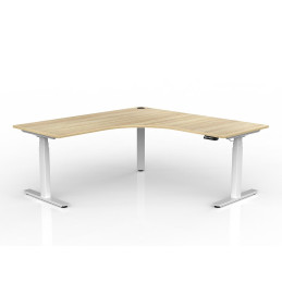 OL Agile Adjustable 90 Workstation  Oak Top with White Frame