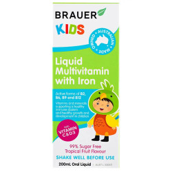 Brauer Kids Liquid Multivitamin with Iron 3+Yrs 200ml