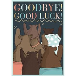Bye and Luck Bears Waving Greeting Card