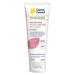 Cancer Council Face Day Wear Moisturiser Invisible Face & Body SPF50+ 150ml