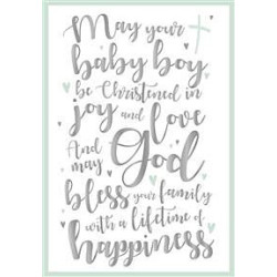 Christening Typography with Hearts Greeting Card