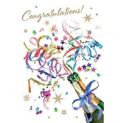 Congratulations Bottle with Streamers Greeting Card