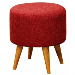 CT Fabric Round Ottoman with Timber Legs