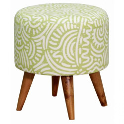 CT Fabric Round Ottoman with Timber Legs