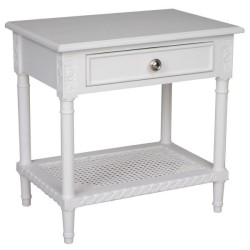 DA Polo 1 drawer Side Table White Rattan