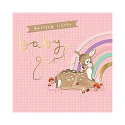 Deer with Rainbow on Pink Check Background Greeting Card LOLS