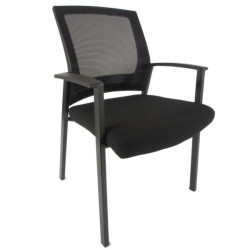 ARAGON Upholstered Mesh Back Arms Stacking Visitor Chair
