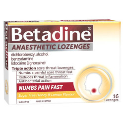 Betadine Anaesthetic Lozenges Honey and Lemon 16 Pack
