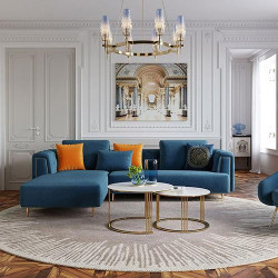 Dior 3 Seater Sofa + Left/Right Hand Chaise – Fabric Blue