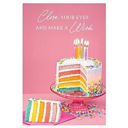 Female Rainbow Cake with Candles Greeting Card