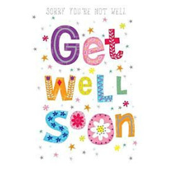 Get Well Fem Trad Multi Floral Text Greeting Card