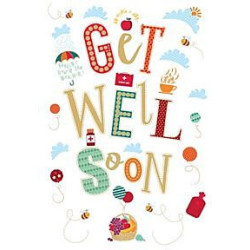 Get Well Male Spotted Text Greeting Card