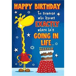 Giraffe with Cake Greeting Card Comic