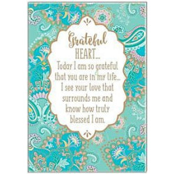 Gratitude Paisley Aqua Gold Greeting Card Lisa Pollock