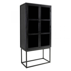 HCL Ada Black Wood & Glass Cabinet w/ Stand
