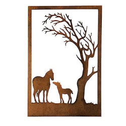 Horses Under Tree Metal Garden Wall Art