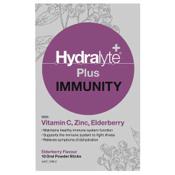 Hydralyte Plus Immunity Powder Sticks 10 Pack