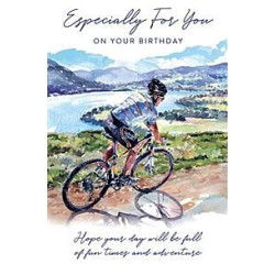 Male Cycling by the Lake Greeting Card