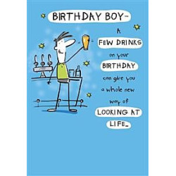 Man Holding up a Beer Greeting Card Comic
