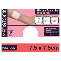 Medstock Silicone Foam Dressing with Border Lite 7.5cm x 7.5cm