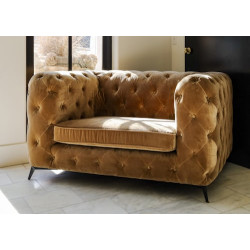 Tufted Velvet Sofa  Dusty Rose