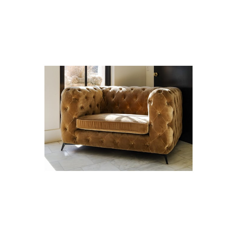 Tufted Velvet Sofa  Dusty Rose