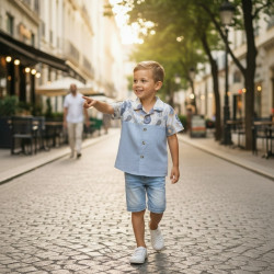 Miramara Designs - Boys Linen Shirt-White Paisley