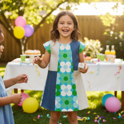 Miramara Designs - Flora Colorblock Girls Linen Dress