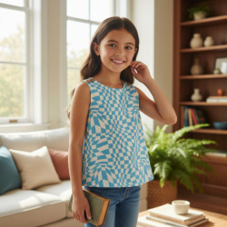 Miramara Designs - Girls linen crop top-blue
