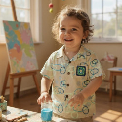 Miramara Designs - Kids linen shirt-Andy circles