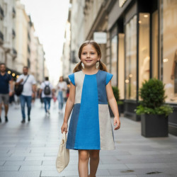 Miramara Designs - Rebekah Colorblock Girls Linen Dress