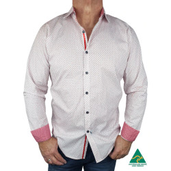 Monarch Printed Cotton L/S Big Mens Shirt - Red/White