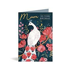 Mum White Bird on Branch Greeting Card
