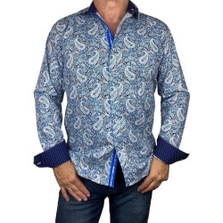 Myth Paisley Cotton L/S Shirt - Blue/Grey