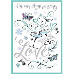 Our Anniversary Hearts and Butterflies Greeting Card