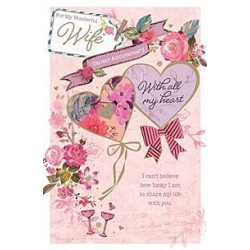 Our Anniversary Large Heart Bow and Flowers Greeting Card