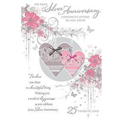 Pink and Grey Heart Greeting Card
