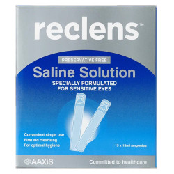 Reclens Saline Solution for Contact Lens Care 15ml Ampoules 15 Pack