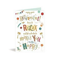 Retirement Male Palm Trees Balloons Plane Greeting Card