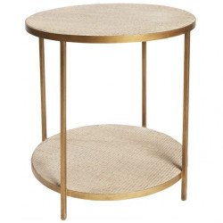 SH Marina Rattan Round Lamp Table with Gold Frame