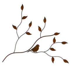 Sparrow On Branch Metal Garden Wall Art