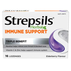 Strepsils Herbal Immune Support Lozenges Elderberry 16 Pack