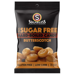 Sugarless Confectionery Aura Butterscotch Hard Boiled Lollies 70g