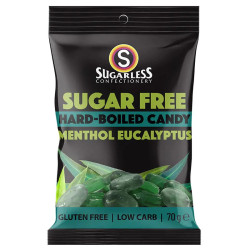 Sugarless Confectionery Aura Menthol Eucalyptus Hard Boiled Lollies 70g
