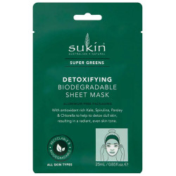 Sukin Super Greens Detoxifying Biodegradable Sheet Mask 25ml