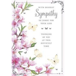 Sympathy Blossoms and Butterflies Greeting Card