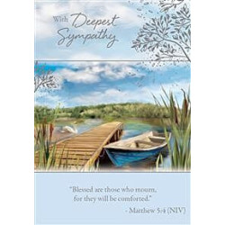 Sympathy Boat Jetty and Swan Greeting Card