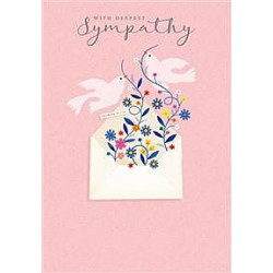 Sympathy Envelope With Flowers and Birds Greeting Card