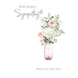 Sympathy Flowers in Glass Vase Greeting Card